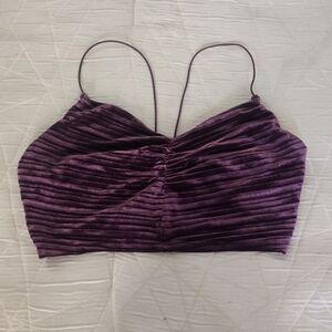 Wild Fable Purple Velvet Ribbed Cinched Cami Crop Top L